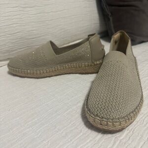 Cole Haan, Cloudfeel Stitchlite Espadrille Loafer, Gold Metallic Knit, size 7